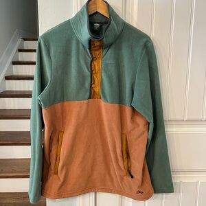 Men’s Eastern Mountain Sports Two-Tone Fleece Pullover Size Medium Green/Brown